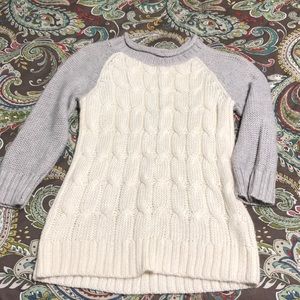 Super soft grey and cream varsity sweater